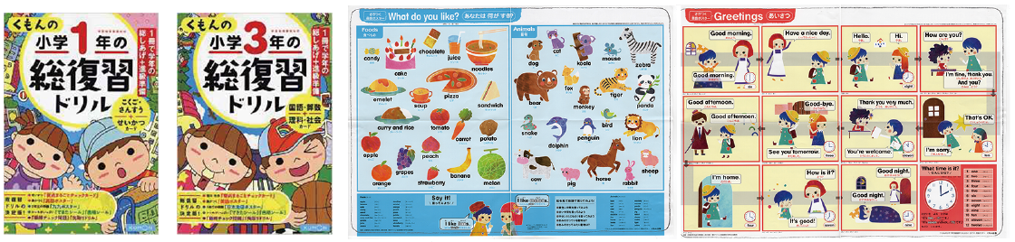 くもん出版総復習ドリル　付録英語ポスターイラスト